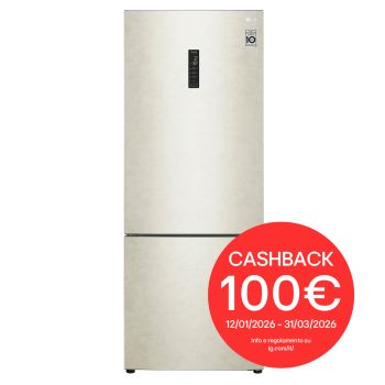Vista frontale frigorifero LG GBB567SECMN, con bollo cashback 100€